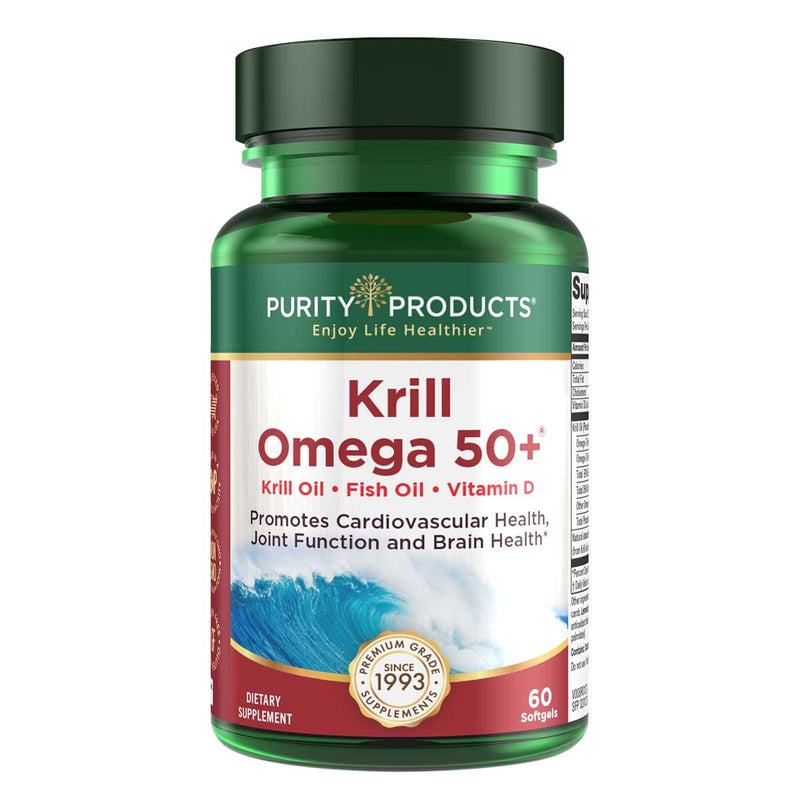 [Australia] - Purity Products Krill Omega 50 (Krill + Fish Oil Blend 1000mg + Astaxanthin 500mcg + Phospholipids 200mg + Vitamin D 500 IU) - 60 Mini Softgels 