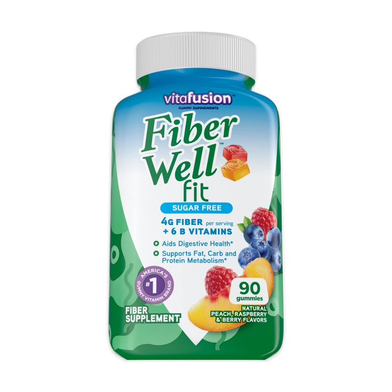 Vitafusion Fiber Well Fit Gummies Supplement, 90 Count (Packaging May Vary) & Extra Strength Vitamin B12 Gummy Vitamins for Energy Metabolism Support