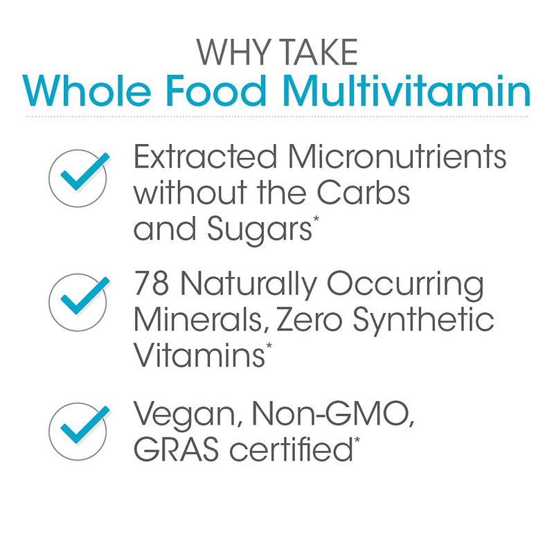 Silver Fern Whole Food Daily Multi Vitamin w/Trace Mineral Blend Supplement | 1 Bottle - 60 Vegicaps - 30 Day Supply - Natural, Non-GMO, Vegan, Men's & Women's Multivitamin - Zero Synthetics 60 Count (Pack of 1)