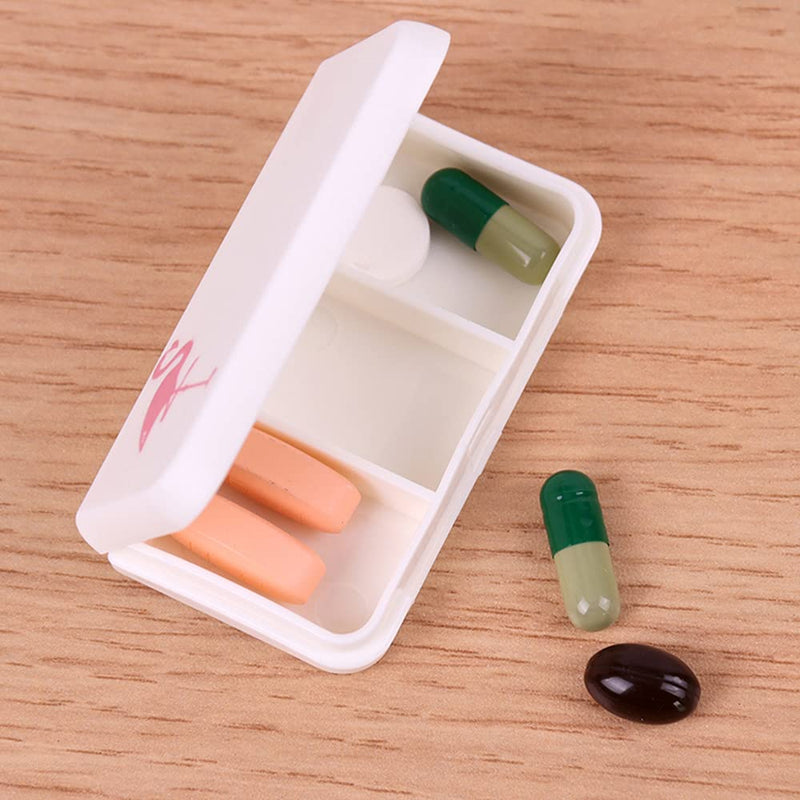 Daily Pill Box Case Waterproof Medicine Organizer Vitamin Holder Mini Pill Medicine Container for Travel Use -3 Compartments-Cactus Cactus