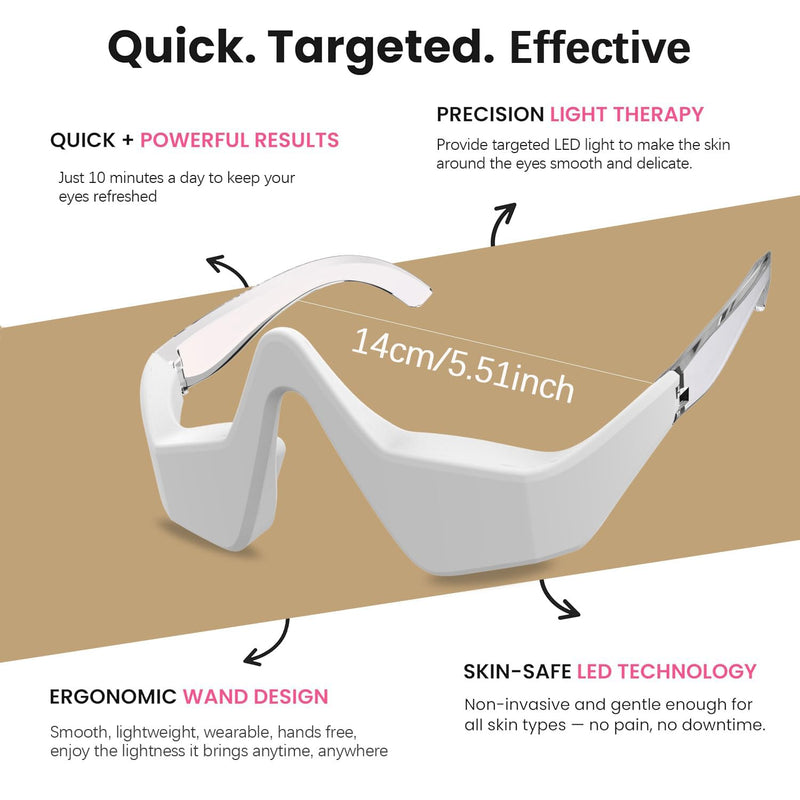 Under Eye Red Light Therapy Glasses Micro Vibration Eyelift Device Red Light Therapy for Relieve undereye Bags Fatigue Dark Circles Wrinkles Puffiness for Women and Men