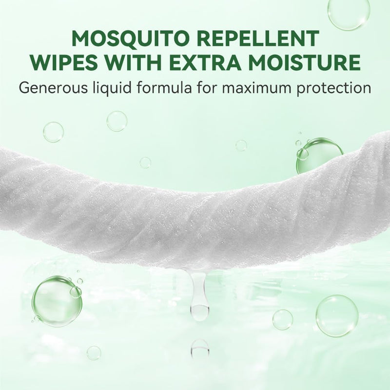 [Australia] - 60 PCS Mosquito Repellent Wipes, Individually Wrapped Insect Repellent Wipes Made of Natural Plant-Based Essential Oils, Safe & Effective Insect Protection Perfect for Outdoor Activities, Long-Lasting 60 