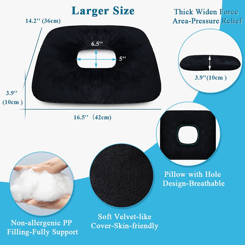 [Australia] - AOSSA Hemorrhoid Cushion Donut Seat Pillow for Sciatica, Postpartum, Back Pain Relief – Orthopedic Doughnut Seat Cushion for Sitting, Sleeping, Pressure Sores & Medical Recovery 