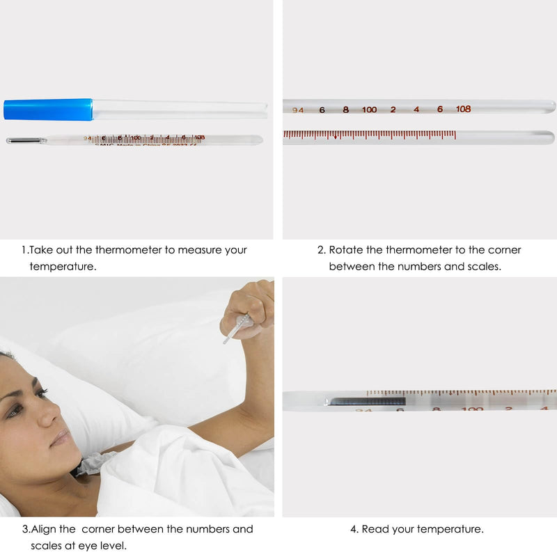 [Australia] - ℉ Oral Thermometer for Adults and Kids 2PCS - Glass Thermometer for Rectal Temperature - Accurate Easy Reading by HARIKA LIFE 