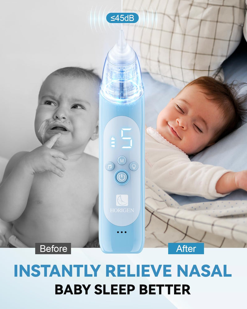 [Australia] - Nasal Aspirator for Baby, Electric Baby Nose Suction with 5 Adjustable Levels Suction, USB-C Rechargeable Mucus Cleaner with Lights and Music, Baby Nasal Aspirator for Toddler with 3 Silicone Tip 