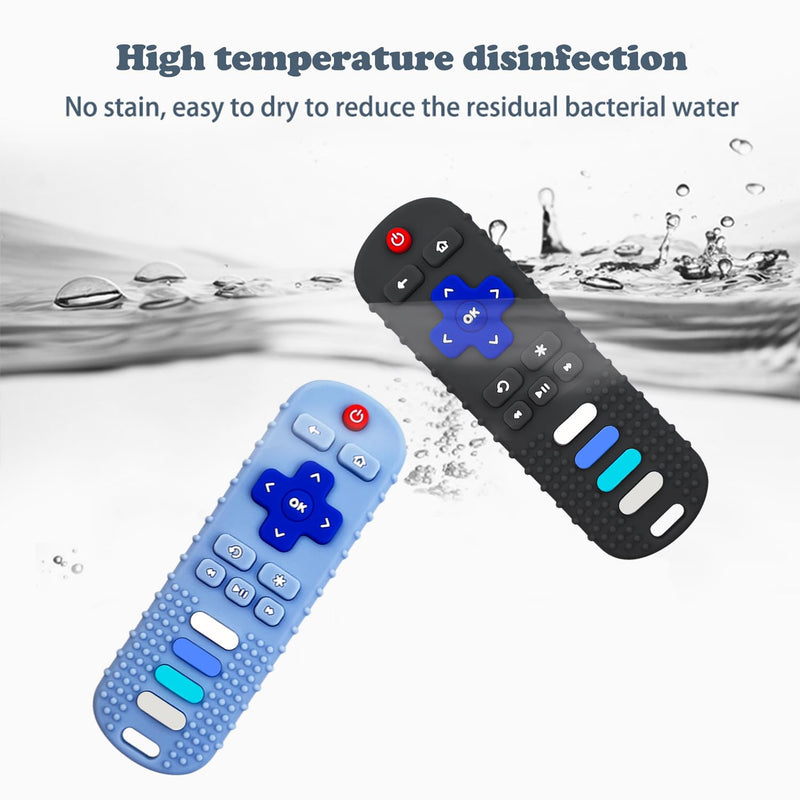 [Australia] - Baby Silicone Teething Toys, Toy Remote for Toddlers 6-18 Months, Kids Remote Teething Toy, TV Remote Teether Toys, BPA Free & Refrigerator Safe Black-01 