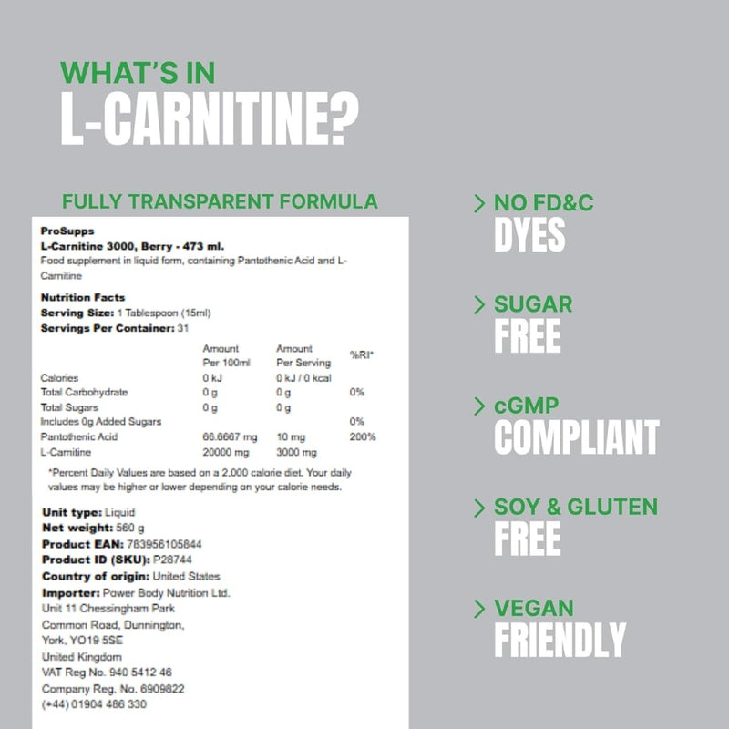 Pro Sup L-Carnitine 3000 Stimulant Free Liquid Shots for Men and Women - Workout Drink for Performance and Muscle Recovery, 31 Servings (473 ml, Dragon Fruit) 473 ml (Pack of 1)