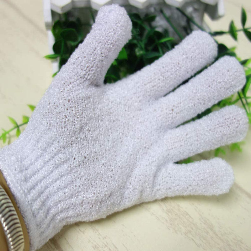 [Australia] - Healifty Exfoliating Gloves Five Finger Gloves Soft Bath Towel (White) Pack of 8 