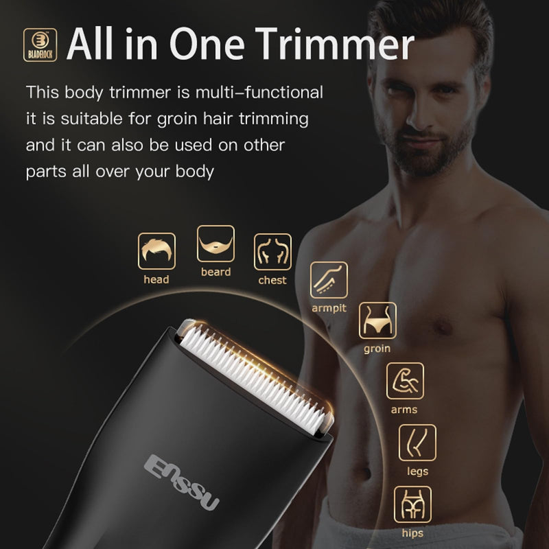 [Australia] - Electric Body Hair Trimmer for Men, Handy Ball Trimmer Groin & Pubic Hair Trimmer for Men, Rechargeable Waterproof Body Shaver Groomer for Men for Travle, Black 