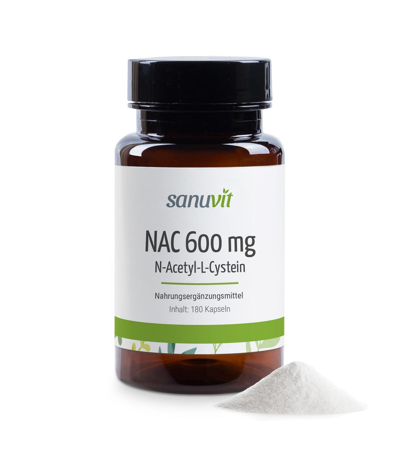 [Australia] - Sanuvit® - NAC 600 mg per capsule | 180 capsules | High dosage | N-Acetyl-L-Cysteine | High bioavailability and tolerability | Vegan | Made in Austria 