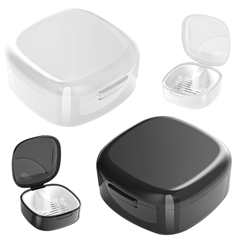 [Australia] - Braces box, pack of 2, denture box, dentures box, braces box with sieve, suitable for storing dentures, dentures, pacifiers (black and white). 