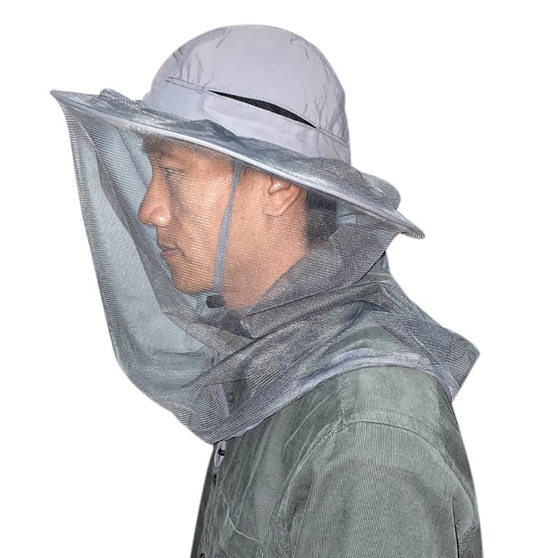 [Australia] - Bee Keeper Beekeeping Veil Hat face Covering Costume Fly Hornet Insect Bug Mosquito mesh Cap One Size Light Gray 