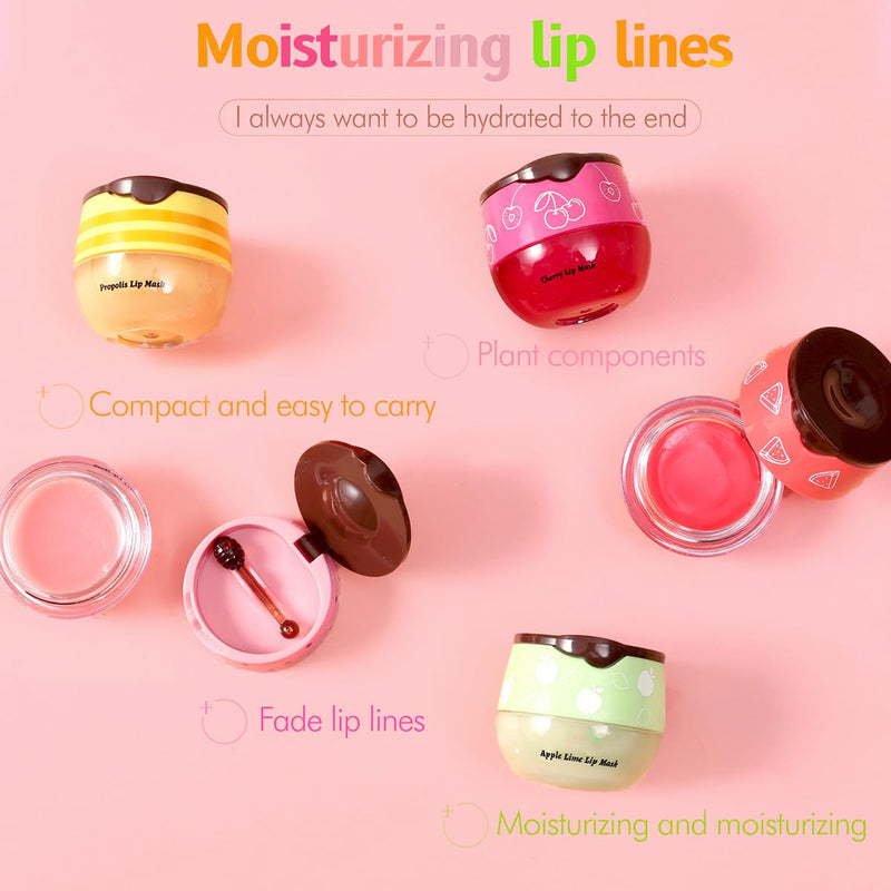 8 Packs Fruit Lip Balm, Moisturizing & Smoothing Lip with Honey & Vitamin E, Hydrate Repair Prevent Dry Cracked Lip Sleeping Lip Mask, Effective Reduces Lip Lines Lip Care 8 Pack Mixed Flavors