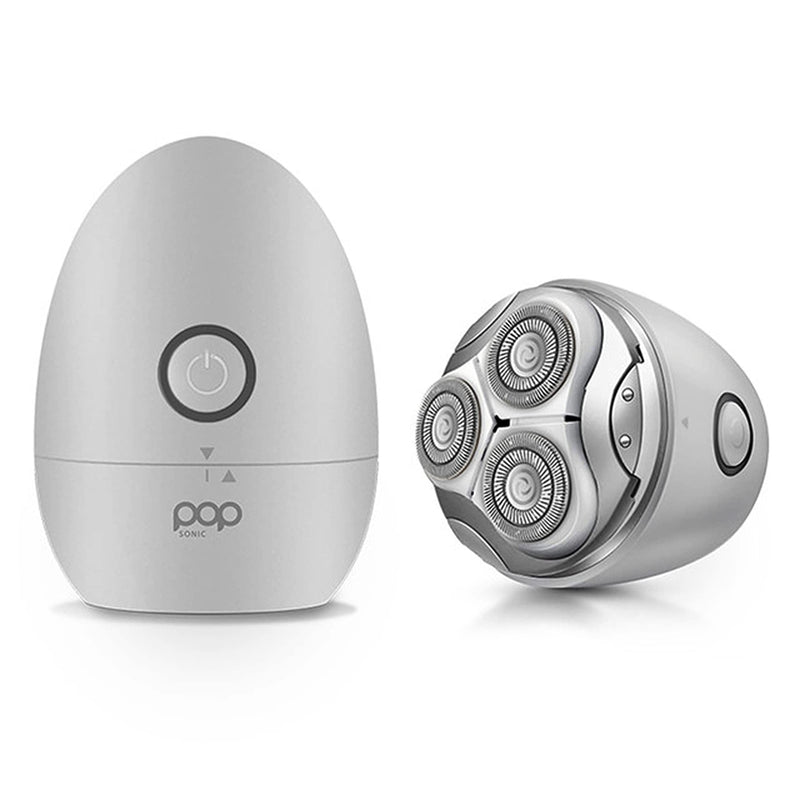 [Australia] - Pop Sonic Moon Shaver (Silver) - Face & Body Shavers for Men & Women - 3 Floating Rotary Heads Face Shaver w/Removable Cap - Long Lasting Lithium-ion Battery Portable Electric Shaver & Leg Shaver Silver 