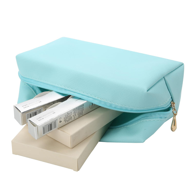 Bridesmaid Proposal Gifts Letter Cosmetic makeup bag bulk for Wedding Party Favors Bachelorette party decorations Toiletry Organizer Bag Makeup Case Gift (12, White&Dusty Blue) 12