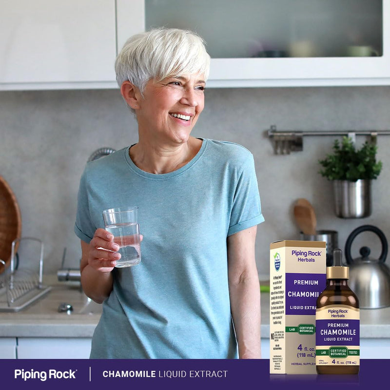 [Australia] - Piping Rock Chamomile Flower Extract Liquid Drops | 4 Fl Oz | Herb Tincture Supplement | Vegetarian, Non-GMO, Gluten Free 