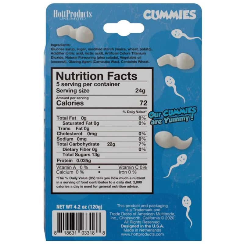 [Australia] - Cummies - Sperm Shape Gummies - Soft and Chewy - Pina Colada Flavored 