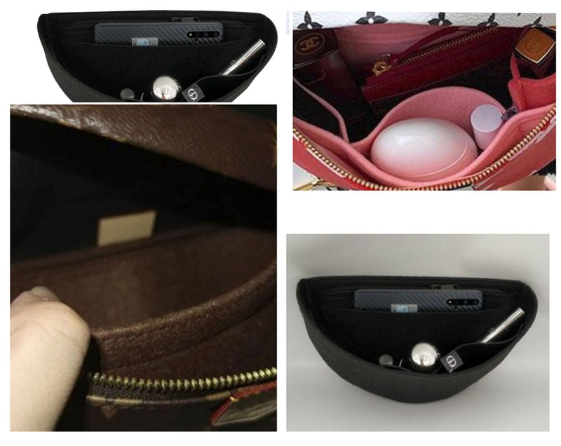 Purse Organizer Insert for Waistpack Inner Sleeve BUMBAG Lining Bag Storage Bag2047Dark brown 10.8*4.7*4.3in Dark brown