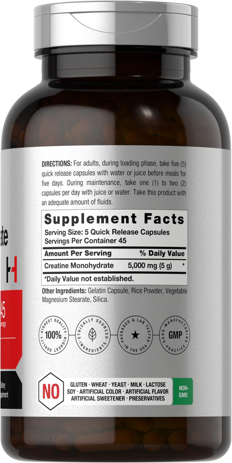 [Australia] - Horb√§ach Creatine Monohydrate | 5g | 225 Capsules | Non-GMO, Gluten Free Supplement 