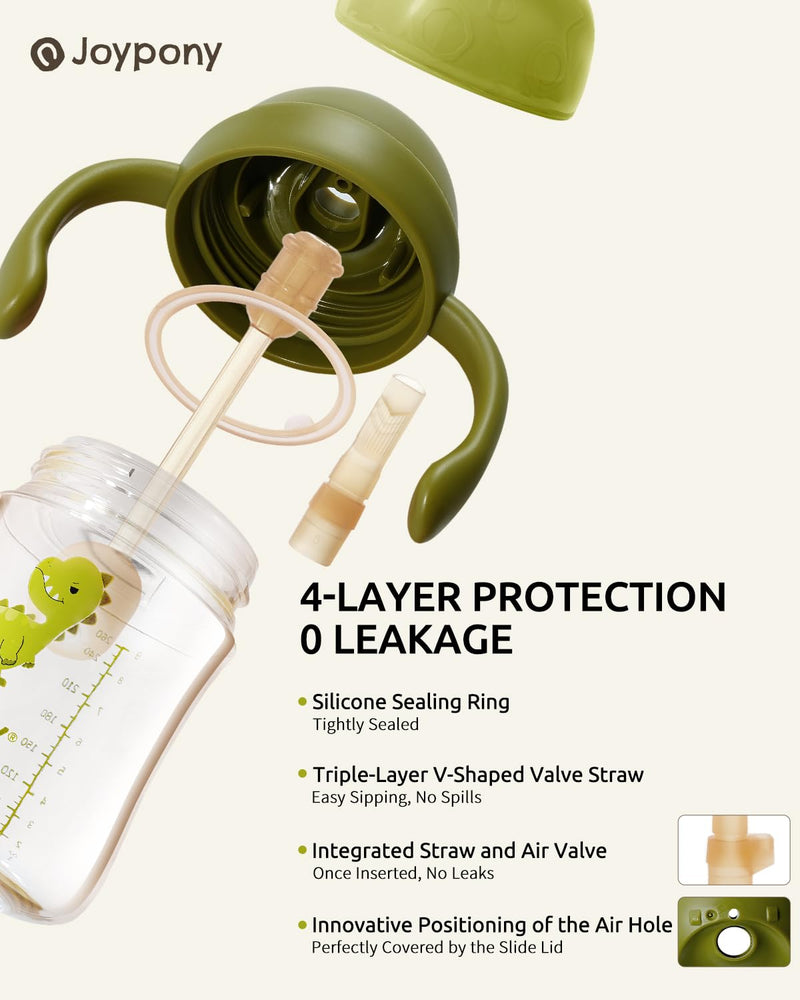 [Australia] - Sippy Cups for Toddlers 1-3, Spill Proof Weighted Straw Cup with Handle for Baby 6 Months + old, 2 Silicone Straws, PPSU, BPA Free, 9 oz (Green) 9 Ounces Green/1 PCS 