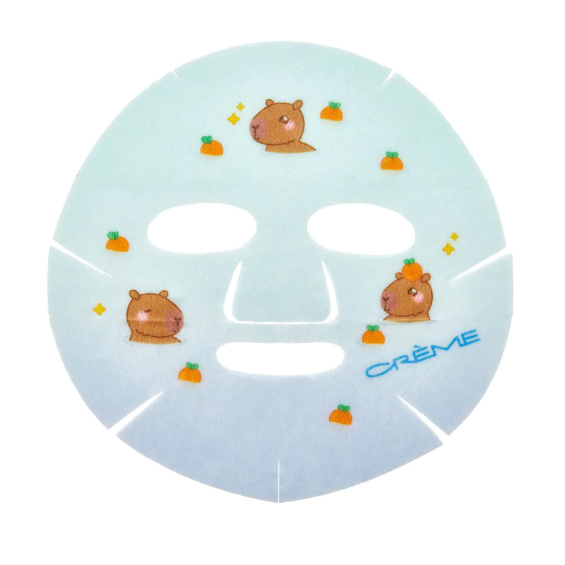 The Crème Shop Be Happy, Skin! Animated Sheet Mask (Capybara/Pack of 3) | Vitamin C & Antioxidant Face Mask - Radiant, Youthful Glow - Korean Beauty Sheet Mask