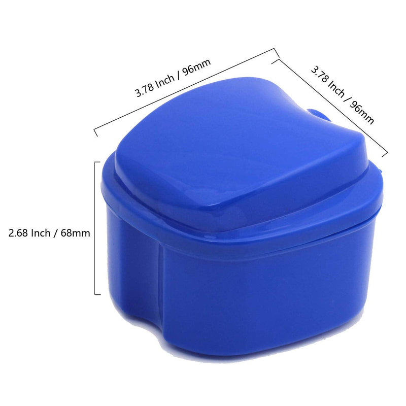[Australia] - 2 Pack Colors Denture Bath Case Cup Box Holder Storage Soak Container with Strainer Basket for Travel Cleaning (Light Blue and Blue) 2 Pack 