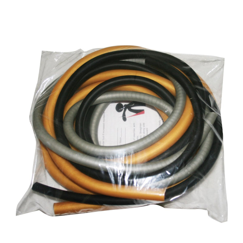 [Australia] - CanDo 10-5689 Latex-Free Exercise Tubing Pep Pack, Difficult, Black/Silver/Gold Challenging 