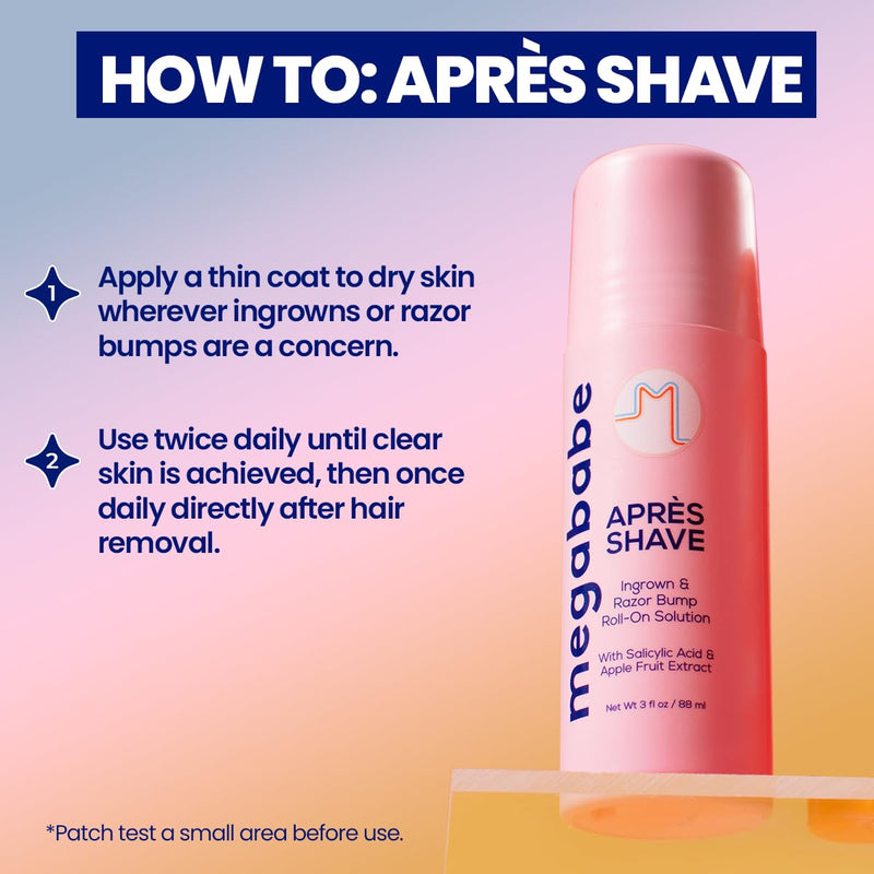 [Australia] - Megababe Après Shave | Post-Shave & Waxing | Ingrown Hair & Razor Bump Roll-On Treatment for Women | Bikini, Armpits & Legs | 3.0 fl oz 