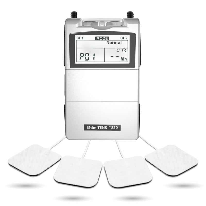 iStim Tens Unit Stimulator Machine - EV820 with 8 Electrodes Japanese Gel for Pain Management, Back Pain and Rehabilitation