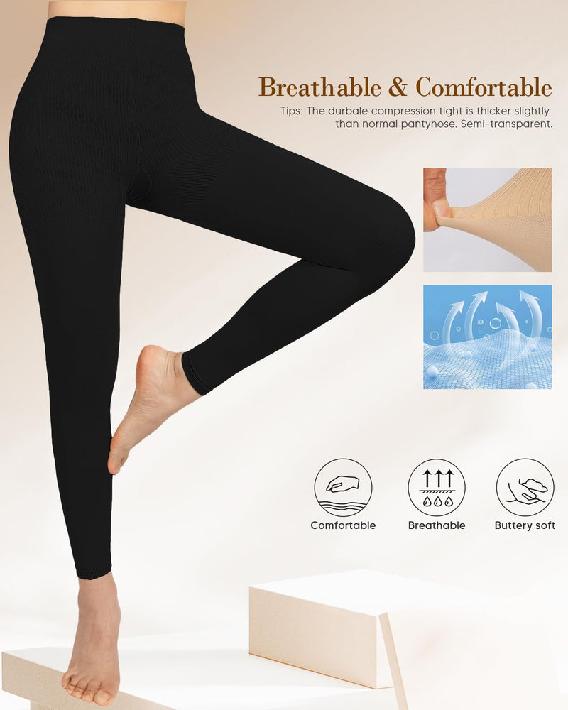 [Australia] - Medical Compression Pantyhose for Women 8-15mmHg, Graduated Support Footless Compression Tight, High Waist Circulation Compression Leggings, Comfort All Days, for Varicose Veins, Leg Pain(Black, XL) Large-X-Large Black 