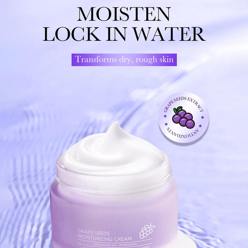 Grospe Grape Seed Face Cream - 1.76oz Anti-Aging Moisturizer with Vitamin E & Hyaluronic Acid, Deep Hydration for Dry Skin, Wrinkle Reducing Night Cream, Non-Greasy Formula for Women & Men