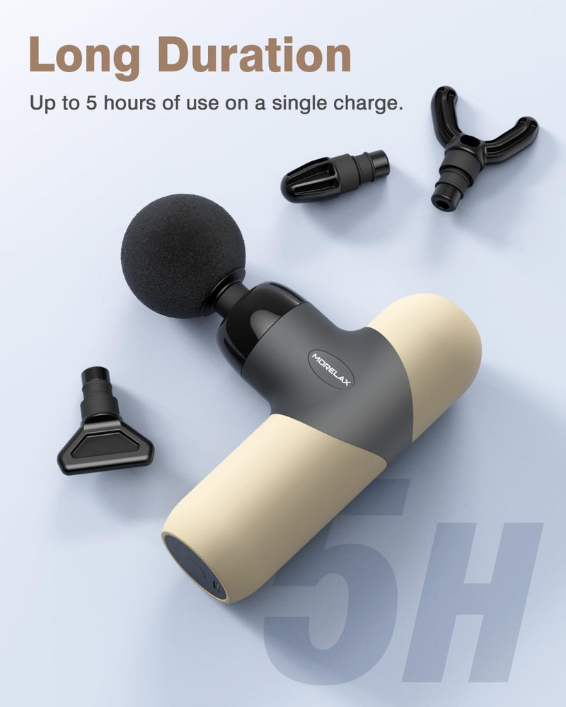 [Australia] - Morelax Mini Massage Gun Portable Deep Tissue Muscle Percussion Massager, Electric Handheld Sport Massager with 6 Massage Heads 4 Speed, Best Gift (Almond) Almond 