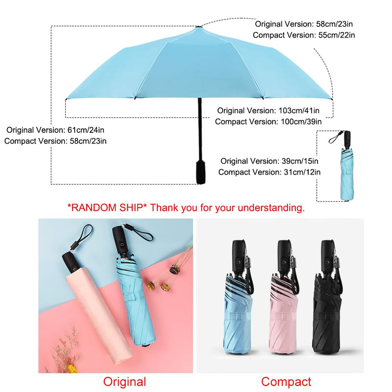 WOOLALA UV Sun & Rain Umbrella with Built-in Cooling Fan, Portable Foldable Design, UPF 50+ Protection, USB Rechargeable for Sports Games, Theme Parks on Hot Days Blue Outside