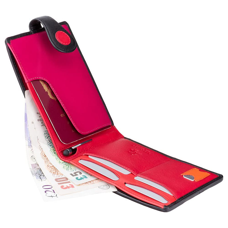 Visconti Genuine Leather P5 Polka Secure RFID Blocking Passport Travel Wallet (Very Berry) Very Berry