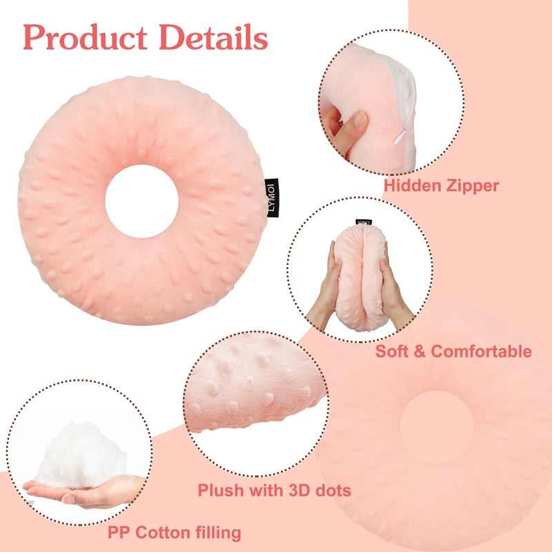 [Australia] - Large Ear Piercing Pillow for Side Sleepers, Donut Pillow with Ear Hole, Ear Guard Protector Pillows for CNH and Ear Pain Ear Inflammation Pressure Sores Minky Dot (Pink) Pink Large 