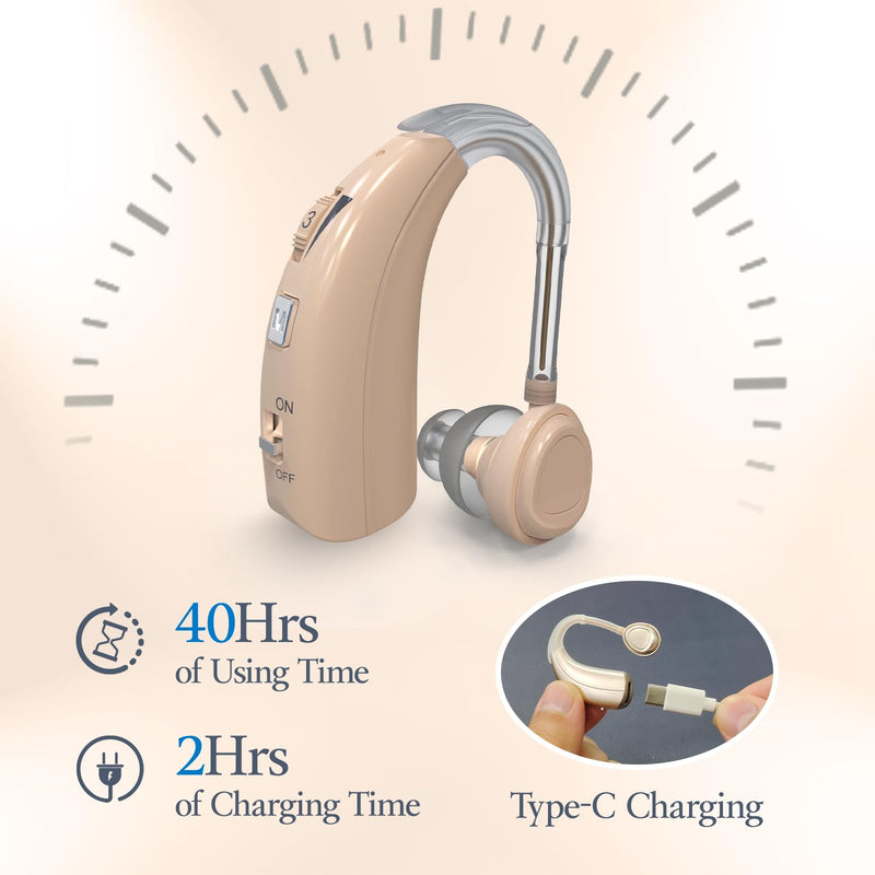 [Australia] - Delmicure 1303S Rechargeable Sound Device, Intelligent Noise Canceling, 2 Modes with Adjustable Volume Single-1303 Beige 