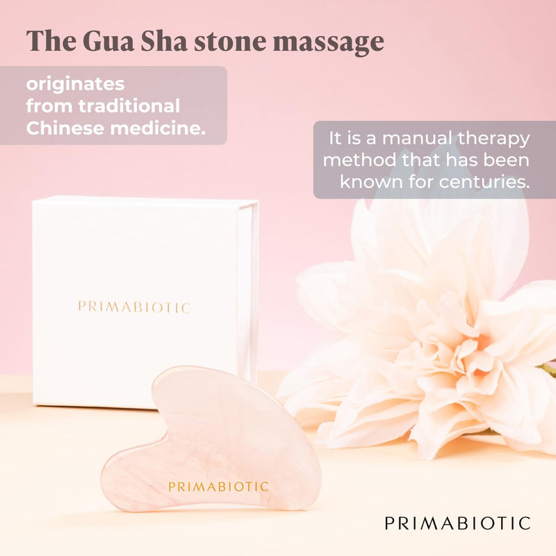 PRIMABIOTIC Gua Sha Stone – Facial Massage Tool for Wrinkles – Rose Quartz Guasha – Skin Care – Beauty Products – Massage Tool for Skin Care – Anti-Aging