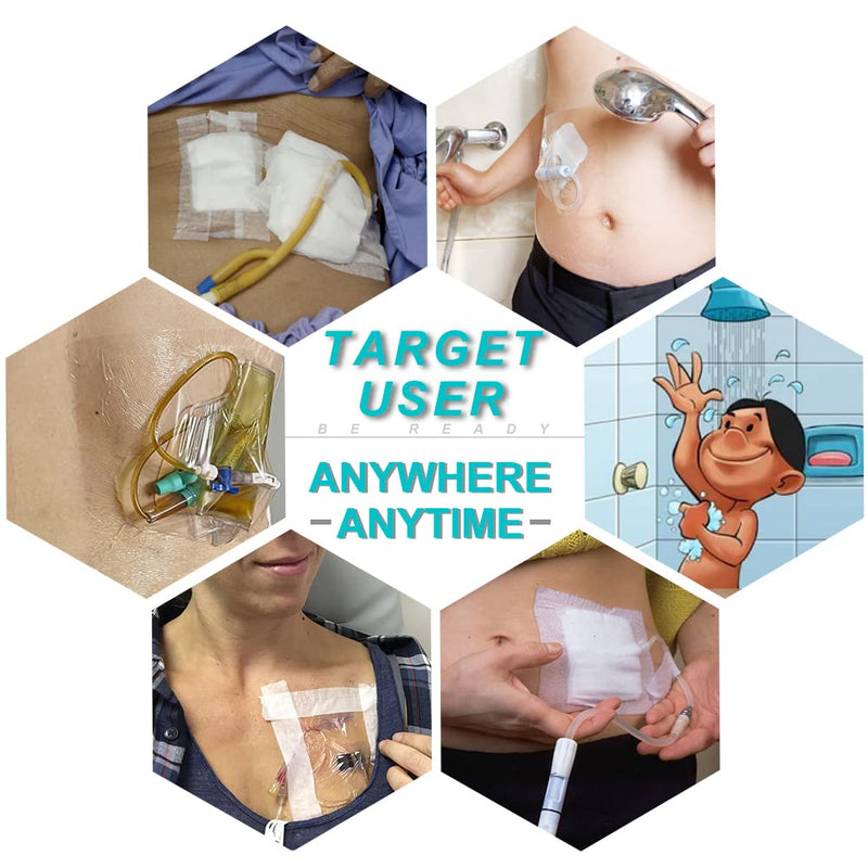 [Australia] - 25 Pcs Waterproof Stoma Shower Cover 9"x9", Ostomy Bag Protector Shield Film Bandage Adhesive Dressing for Colostomy Pouch Supply Bath Guard Accessory 9x9 Inch (Pack of 25) 