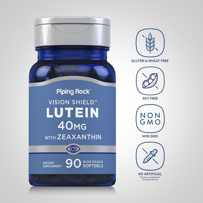 [Australia] - Piping Rock Lutein 40mg with Zeaxanthin | 90 Softgels | Eye Health Vitamins | Non-GMO, Gluten Free Supplement 