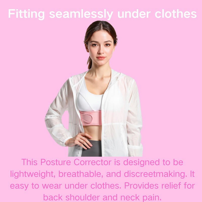 [Australia] - Back Posture Corrector for Women - Adjustable Lightweight Back Brace Posture Corrector Bras for Neck Shoulder Upper Back - Invisilite Hunchback Slouching Under Clothes (Medium) Medium Pink 