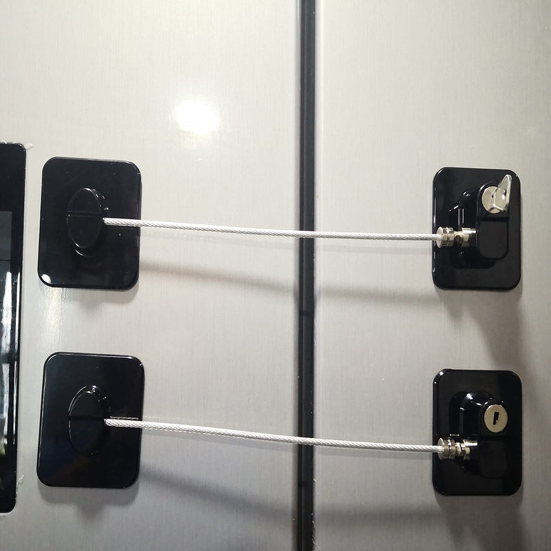[Australia] - Refrigerator Lock, Baby Proof Cabinet Locks with Keys, Child Safety Locks for Cabinets 4 Pack 4 Count (Pack of 1) Black 4 Pack 