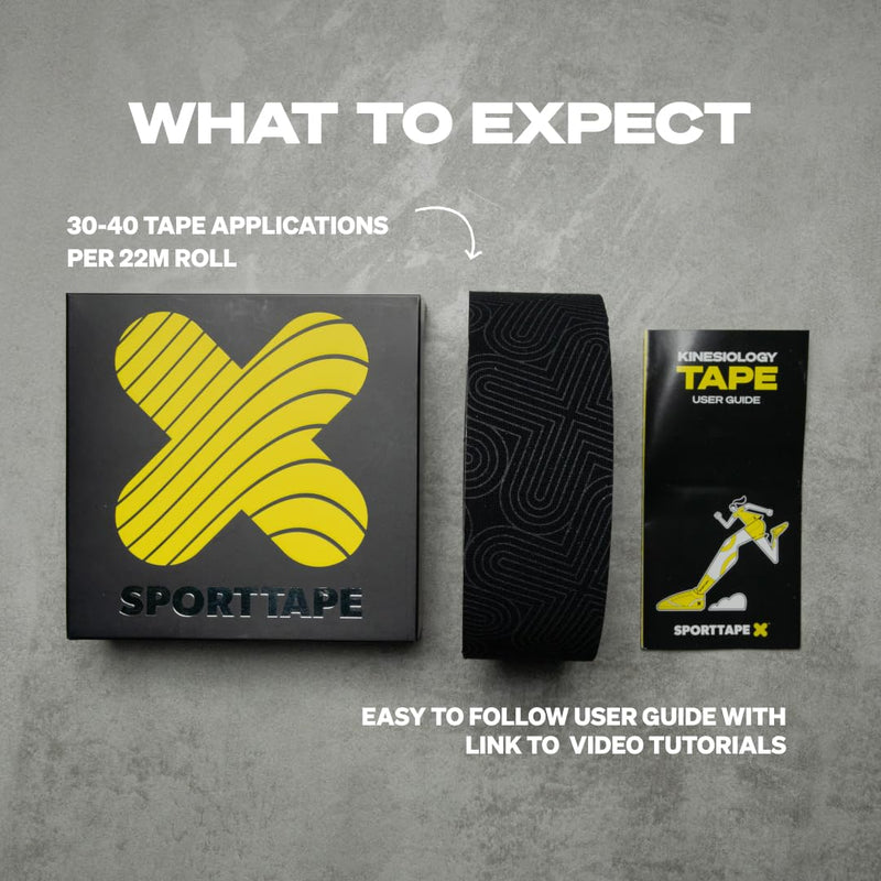 SPORTTAPE Extra Sticky Kinesiology Tape 5cm x 22m, Platinum Bulk Roll - Hypoallergenic & Waterproof Physio Sports Tape for Muscle Injury Recovery, Medical and Athletic Support, Extra Long Uncut Roll
