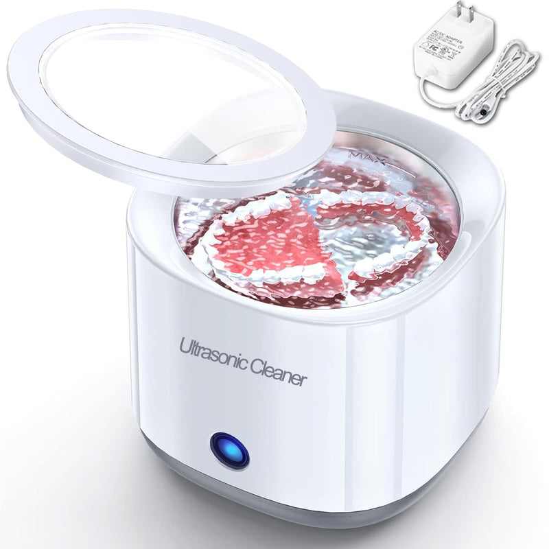 [Australia] - Ultrasonic Cleaner, 43000Hz Ultrasonic Glasses Cleaner, 2 Time Modes Ultrasonic Cleaner 360° Deep Cleaning for Cleaning Jewelry, Dentures, Watches, Glasses, Rings, Necklaces White 