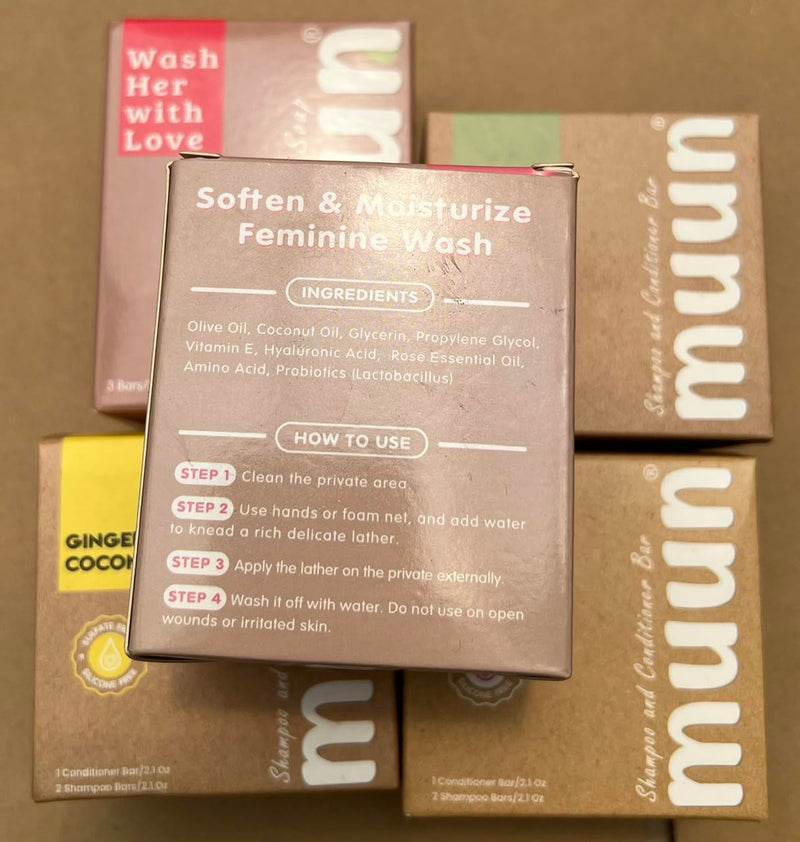 [Australia] - Muun Yoni Soap Bar - Pack 3 Ph Balance Probiotics & Natural Ingredients - Gentle Cleansing Formula Eliminates Odor Vaginal Health - Feminine Wash - Moisturizing Intimate (Rose) Rose 