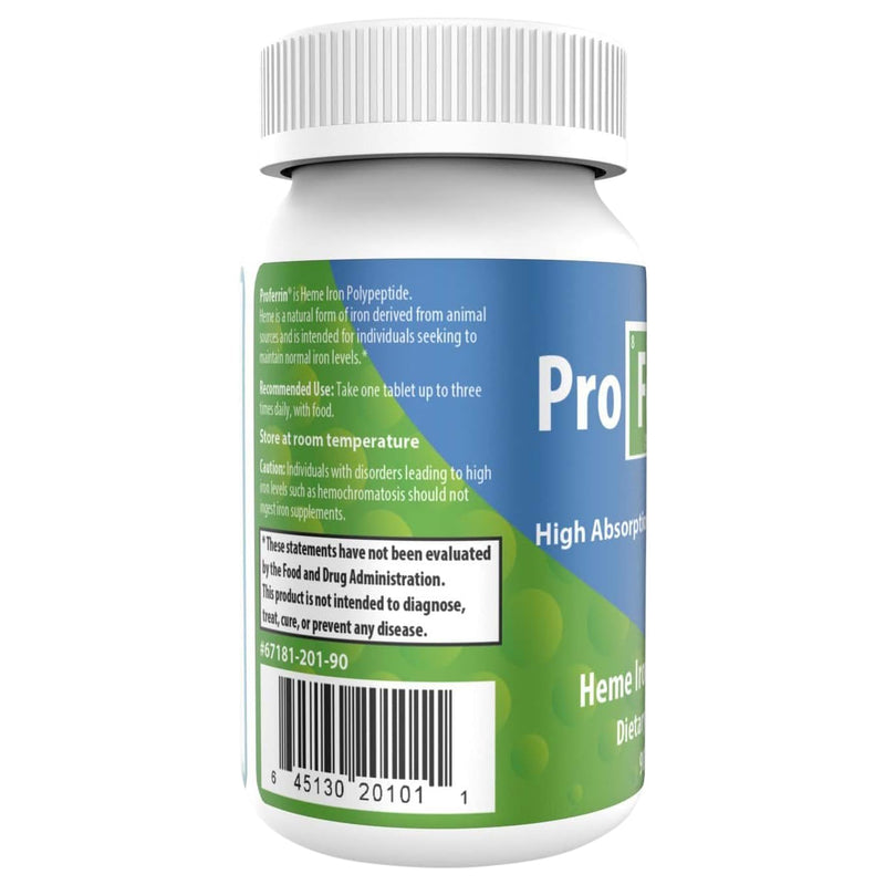 [Australia] - Proferrin ES Heme Iron Polypeptide Dietary Supplement Tablets, Blue/Green, 90 Count, Basic Unflavored 90 Count (Pack of 1) 