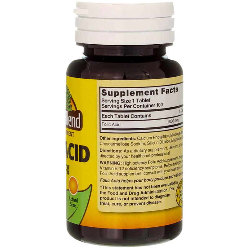 Nature`s Blend Folic Acid 1000mcg Tablets 100 Count (4 Pack)