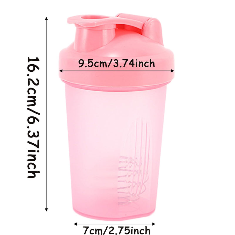 [Australia] - Protein Powder Shaker Bottle Mixed Plastic Workout Water Bottle 400ml with Mix Ball Leak Proof Cap Shaker Cup for Fitness Sports Gym Supplement Drink Bottles Rose 