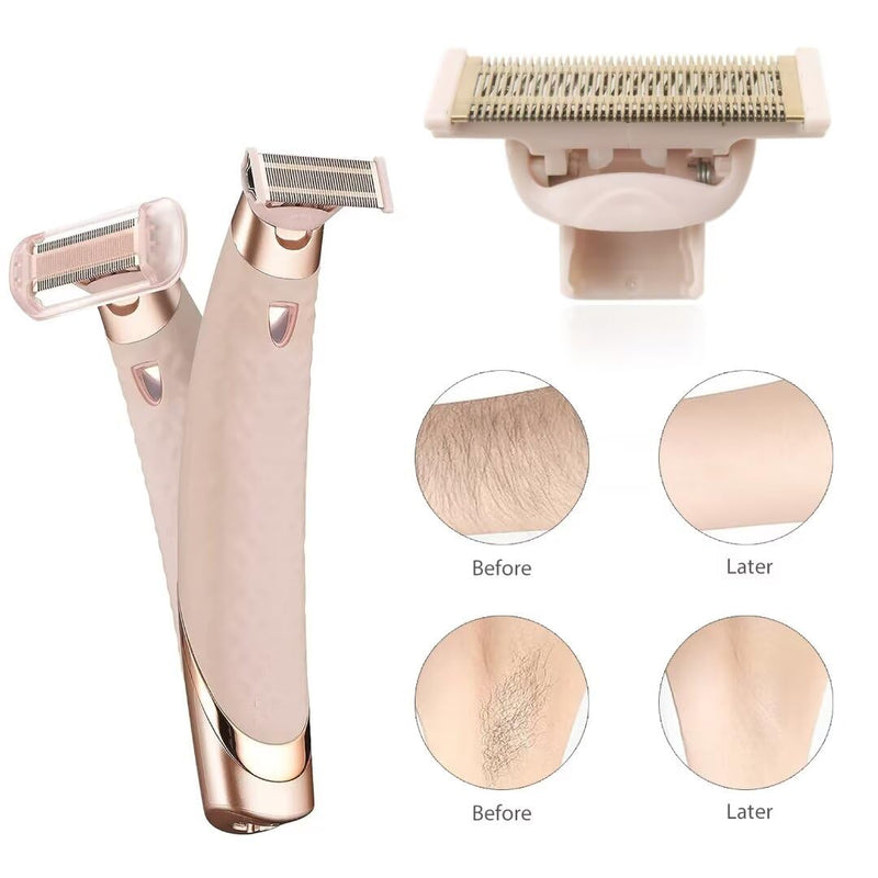 Razor Replacement Heads Replacement for Flawless Nu Razor, Rose Gold Plated Body Replacement Head with Covers (2 Count)