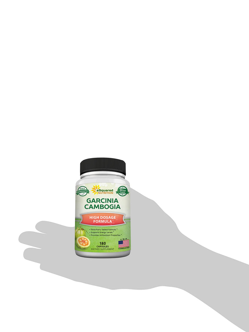 [Australia] - aSquared Nutrition Garcinia Cambogia 1600mg-180 Capsules-Natural Pure Extract Pills for Brain Health- Standardized Ultra HCA & Garcinia Cambogia Supplement Alternative to Gummies, Drops, Tea & Powder 