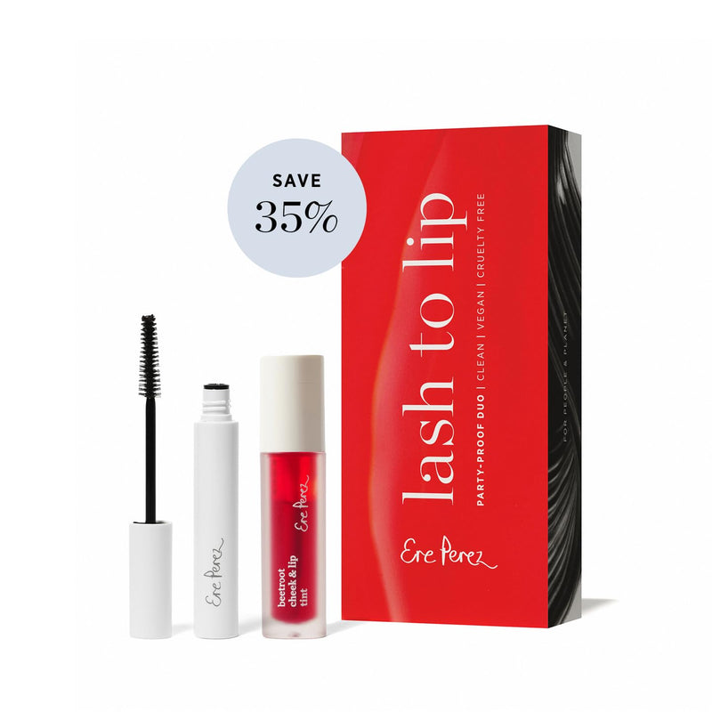 [Australia] - Ere Perez - Lash to Lip Party Proof Duo | Avocado Waterproof Mascara (Black) + Beetroot Cheek + Lip Tint (Joy) | Vegan, Cruelty-Free, Clean Beauty Safe for All Skin Types 